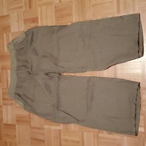 Lungo L'arno Italy Linen Wide Leg Gaucho Green Pants 3X NWT